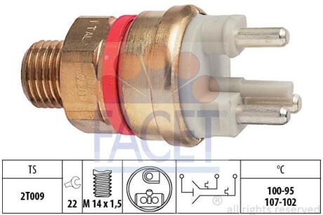 Датчик включения вентилятора Mercedes Benz W124/201 M102/OM601 82-> (7.5637) - (0065454224, A0065454224) FACET 75637