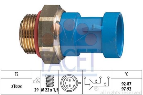 Датчик включения вентилятора Citroen Jumper / Fiat Ducato / Peugeot Boxer 2.0-2.8 i/D/HDi/iDTD/TDI 9 (7.5643) - (126433, 46477717, 50005994) FACET 75643