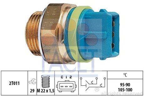 Датчик вмикання вентилятора Opel Omega B 2.5/3.0 TDI 94-03 - FACET 7.5677