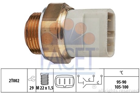 Датчик вмикання вентилятора Vito OM601 (на радіаторі) (3конт.) - FACET 7.5697