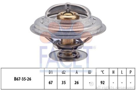 Термостат BMW 3(E36)/5(E39) 1.6-2.8 i 89-00 (92C) з прокладкою - (11537511083, 11531733803, 11537733803) FACET 7.8302S