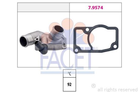 Термостат MB V (638/2)/Opel Astra G/Zafira A 2.0DI/DTI 16V/2.8i 97-11 (92C) з корпусом - (1338100, 1338433, 90572899) FACET 7.8347