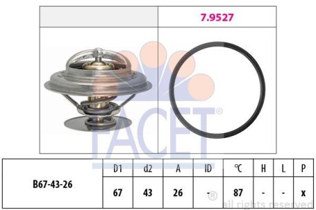 Термостат T4/LT 2.5TDI/Passat B2/Audi 100/A6 (7.8385) - (04778975, 1338466, 4778975) FACET 78385