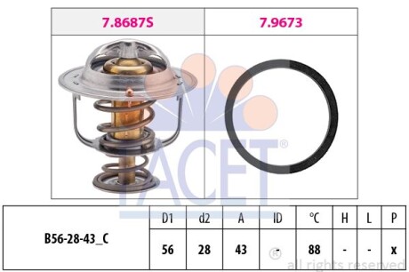 Термостат Toyota Avensis 2.0 (azt250_) (03-08) (7.8688) - FACET 78688