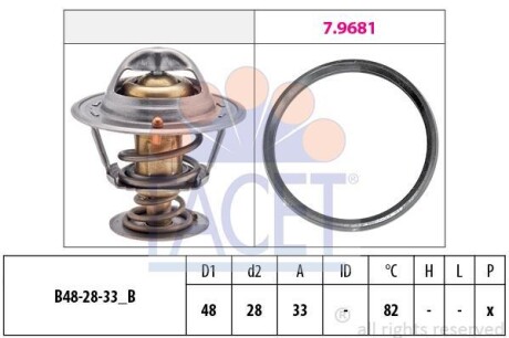 Термостат, охолоджувальна рідина Made in Italy - OE Equivalent - FACET 7.8724