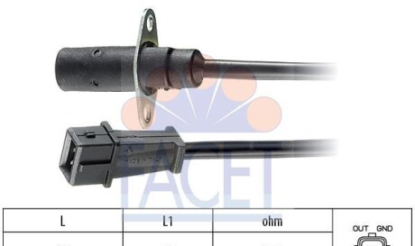 Датчик импульсов, Датчик импульсов, маховик, Датчик частоты вращения, управление двигателем - (1920FA, 5944390) FACET 9.0001