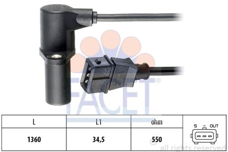 Датчик обертів коленвала Opel Frontera a 2.4 i (53mwl4) (92-98) (9.0040) - FACET 90040