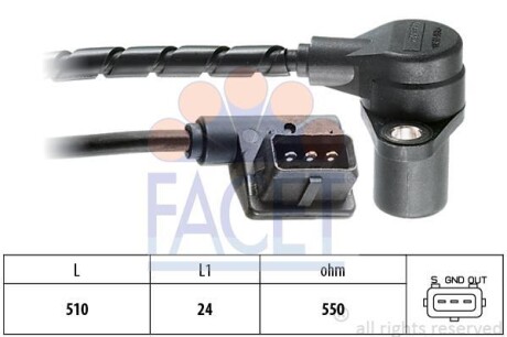 Датчик оборотов коленвала BMW 5(E34)/7(E32) 3.0/3.4 (78-95) - FACET 9.0065