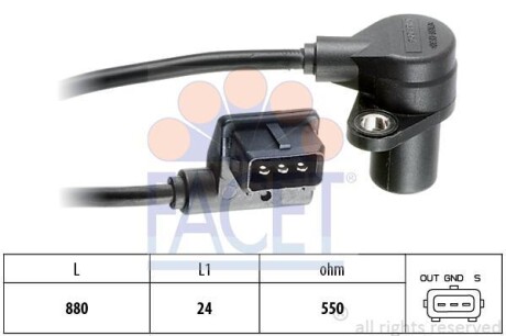 Імпульсний датчик, колінчатий вал Made in Italy - OE Equivalent - FACET 9.0158