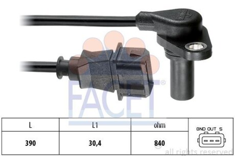 Датчик оборотов коленвала VW Bora/Golf 1.6-2.3 96-07 - FACET 9.0204