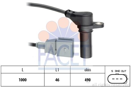 Датчик колінвала Audi A6/ Skoda Superb/ VW Passat 1.9/2.0 TDI 98-09 - FACET 9.0218