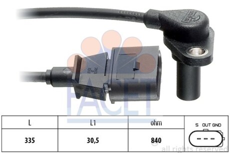 Датчик коленвалаVW Golf/Bora/Skoda Octavia 1.6-2.3 96-10 - (01M927321B, 1M927321B) FACET 9.0220