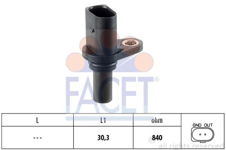 Датчик оборотов коленвала Skoda Octavia/VW Bora/Golf IV 1.6-2.3 (96-) (9.0221) - (1920T6, 1920W9, 1920C3) FACET 90221