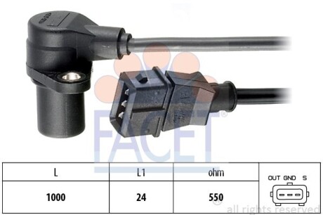 Датчик обертів коленвала Chevrolet Epica 2.0 (05-06) (9.0228) - FACET 90228