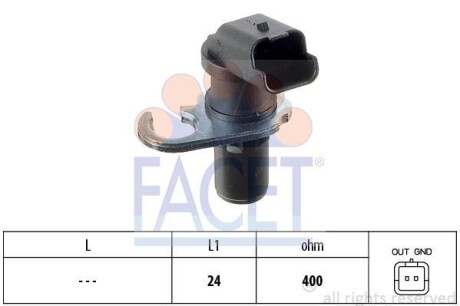 Датчик оборотов коленвала Citroen Jumper/SCUDO/Peugeot 206, 307, 406 1.8-2.2D (98-) (9.0260) - (9632400580, 19207N, 3546686CA0000) FACET 90260 (фото 1)