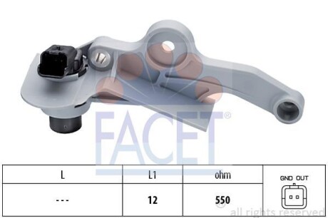 Датчик обертів коленвала Citroen C4 i 1.6 16v (04-11) (9.0299) - FACET 90299