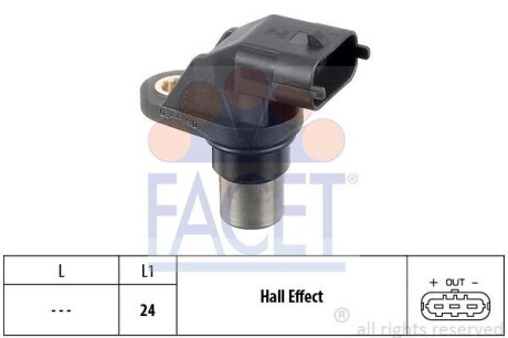 Датчик обертів коленвала Fiat Punto 1.2 bifuel (07-12) (9.0344) - (13627791127, 37501PLZD00, 37841RBDE01) FACET 90344