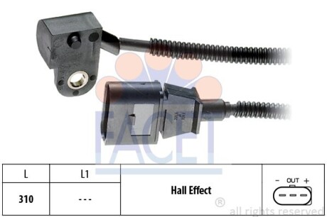 Датчик оборотов коленвала Skoda Superb 2.0 tdi 16v (09-15) - (03G957147A, 03G957147C, MN980233) FACET 9.0456