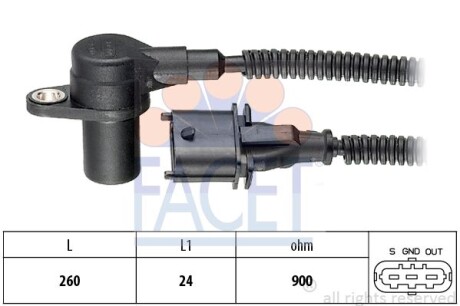 Датчик обертів коленвала Hyundai H-1 2.5 crdi (03-07) (9.0494) - (391804A051, 391804A111) FACET 90494 (фото 1)