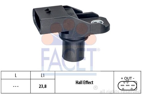 Датчик обертів коленвала Bmw 3 330 d (07-13) (9.0518) - (13627792256, 7792256) FACET 90518