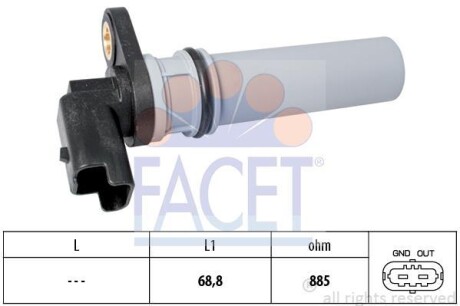 Датчик оборотов коленвала Fiat Bravo van 1.6 d multijet (08-14) (9.0537) - FACET 90537