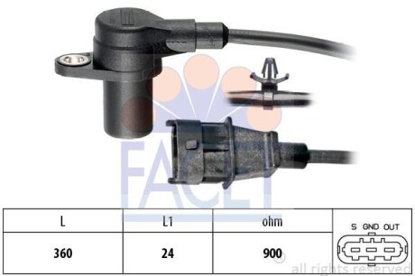 Датчик обертів коленвала Hyundai Elantra 1.6 crdi (11-15) (9.0564) - (391802A000, 391802A100, 391802A200) FACET 90564