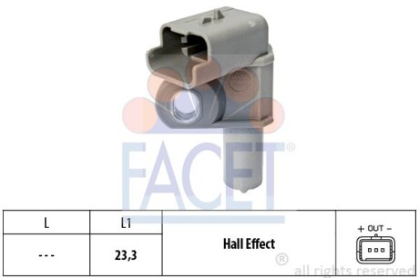 Датчик розподілвалу Citroen BERLINGO, C5,JUMPY/Fiat SCUDO 1.4D-2.2D 99- - (1255020, 1229954, 1314032) FACET 9.0632 (фото 1)