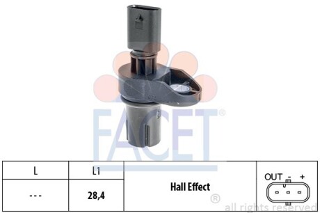 Датчик положення розподілвалу BMW 1/2/3/4/5/6/7/X1/X3/X4/X5/X6 1.6-3.0 d 03-> - FACET 9.0757