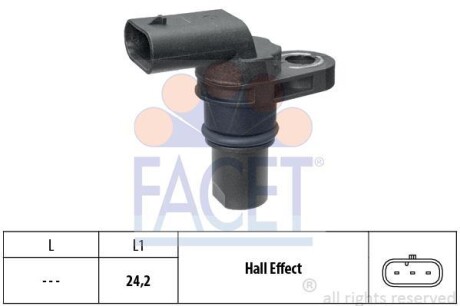 Датчик оборотов коленвала Caddy 15-/Golf 13-/Passat 14-/Tiguan 15- 1.0-2.0TSI - (04C907601) FACET 9.0793