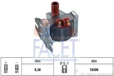 Котушка запалення Mercedes Benz W124/126/140/201 M102/103/116/117/119 79-> - FACET 9.6078