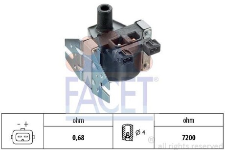 Котушка запалення Saab 9-3 cabriolet 2.0 i (98-03) (9.6092) - (90369434, 90350987, 90350021) FACET 96092