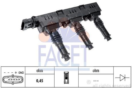 Катушка зажигания - (1208028, 24420622, 93180806) FACET 9.6298