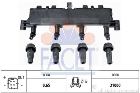 Котушка запалення BERLINGO/C2/C3 I/C3/P206/P307 1.1-1.6 93- - FACET 9.6305