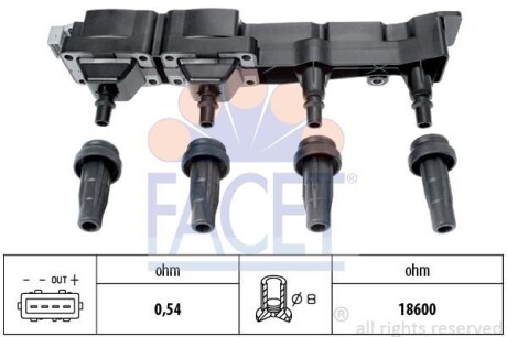 Котушка запалення Citroen Berlingo/ Peugeot 206/307/Partner 1.6 00- - FACET 9.6307