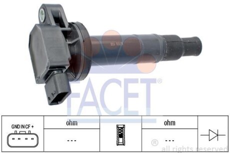 Котушка запалення Toyota Prius 1.5 (nhw2_) (03-09) - (90919T2007, 9091902265, 9008019021) FACET 9.6359