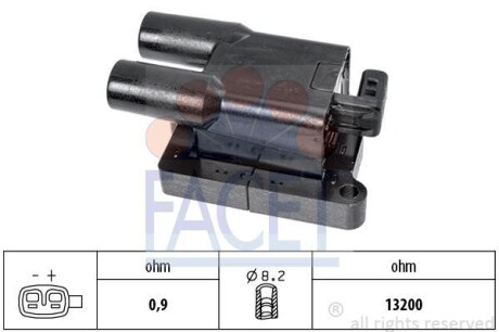 Катушка зажигания (на два циліндри) Hyundai i10 (03-)1.1i (9.6396) - FACET 96396