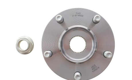 Комплект підшипника колеса передн Лів/Прав (із маточиною) (68x138,7x43) MAZDA 3, 3/HATCHBACK, 6, 6/KOMBI, CX-5 2.0/2.2D/2.5 11.11- - ((KD353304XF)) FAG 713 6159 50