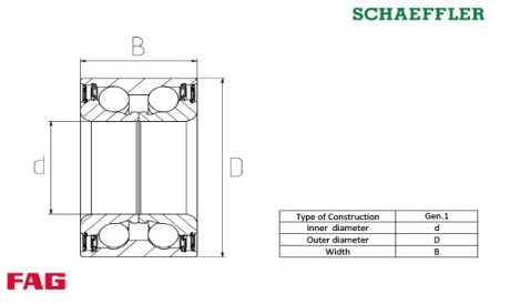 Фото 3 - Підшипник маточини FAG 713 6441 20 (713644120)