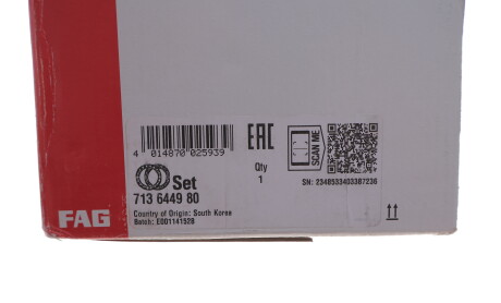 Фото 5 - Підшипник маточини FAG 713 6449 80 (713644980)