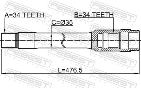 Піввісь LAND CRUISER 200 4.5-4.7 07- Пр. - FEBEST 0112-UZJ200F