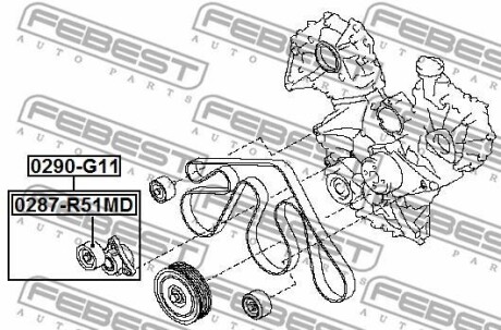 Фото 2 - Ролик ременя приводного FEBEST 0287-R51MD (0287R51MD)