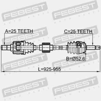 Фото 2 - Напіввісь FEBEST 1214SOLRH