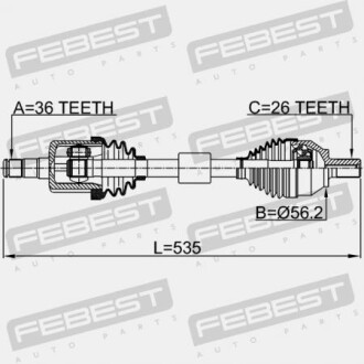 Фото 2 - Напіввісь FEBEST 2714S40LH