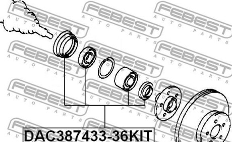 Фото 2 - Подшипник ступицы FEBEST DAC3-8743336KIT (DAC38743336KIT)