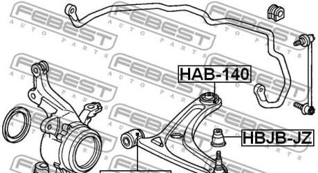 Фото 2 - Сайлентблок важеля FEBEST HAB140