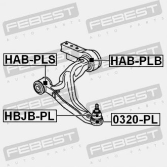 Фото 2 - Сайлентблок важеля FEBEST HAB-PLB (HABPLB)