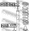 ВТУЛКА ЗАДНЕГО АМОРТИЗАТОРА (HONDA HR-V GH1/GH2/GH3/GH4 1998-2005) - (52631SNAA12, 52631SNAA22, 52725SAAG01) FEBEST HSB-043 (фото 2)