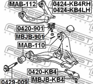 Фото 2 - Ричаг FEBEST MBJB-KB4 (MBJBKB4)
