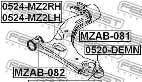 Фото 2 - Сайлентблок рычага FEBEST MZAB-081