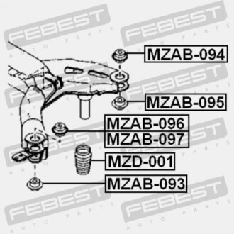 Фото 2 - Сайлентблок підрамника FEBEST MZAB093